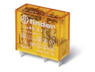 Finder Миниатюрные PCB-реле, выводы с шагом 5мм, Контакты AgNi, 1CO 10A, катушка DC (405190240000)