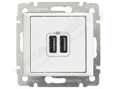 Legrand Valena Бел Розетка 2-ая USB (770470)